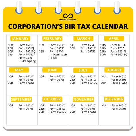 BIR Tax Deadlines.